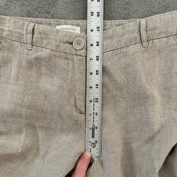 Garnet Hill 100% Linen Straight Leg Pants Women's size 2 Beige Tan Neutral - Picture 6 of 8